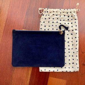 Clare V Flat Suede Clutch in Blue & Silver 💙🤍